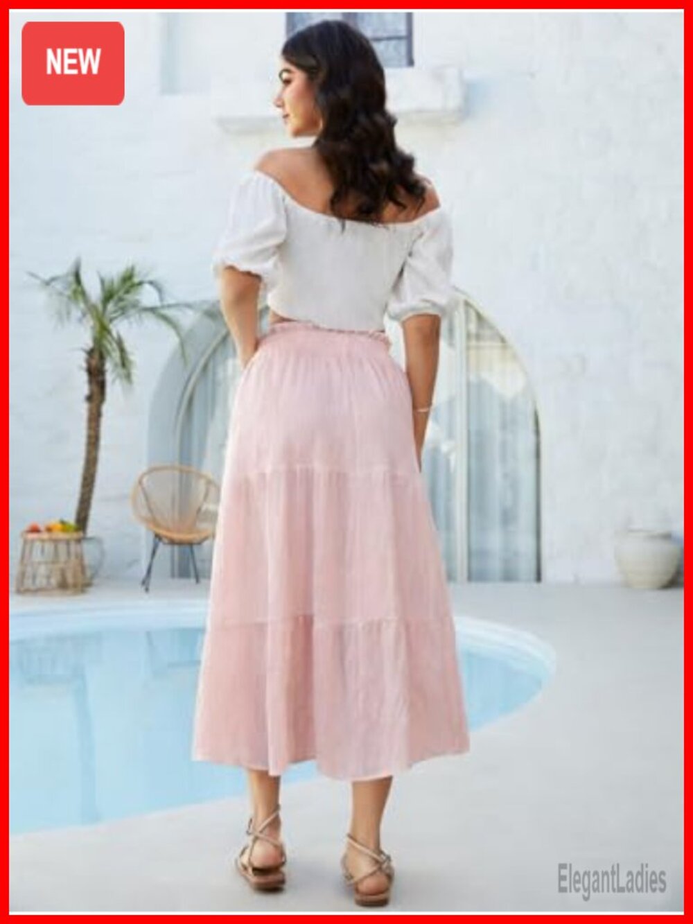 Boho Ruffle Maxi Skirt Flowy Summer A-Line - Picture 2 of 6